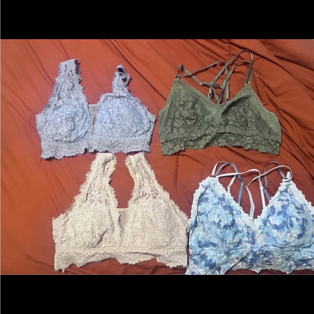 Aerie Blue and Green Lace Bras Intimates Collection